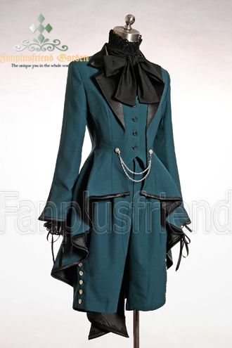 teal coat Teal Clothes Aesthetic, Green Prince Outfit, Elegant Gothic Aristocrat, Gothic Aristocrat, Steampunk Mode, Moda Steampunk, Ouji Fashion, Alice And The Pirates, Elegant Gothic