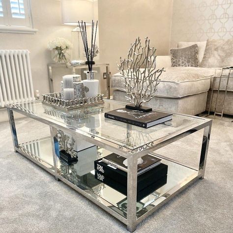 Glass Coffee Table Decor, Glass Table Living Room, Mirror Rectangle, Rectangle Coffee Table, Living Room Decor Gray, Mirrored Coffee Tables, Furniture Dimensions, Table Decor Living Room, Coffee Table Rectangle