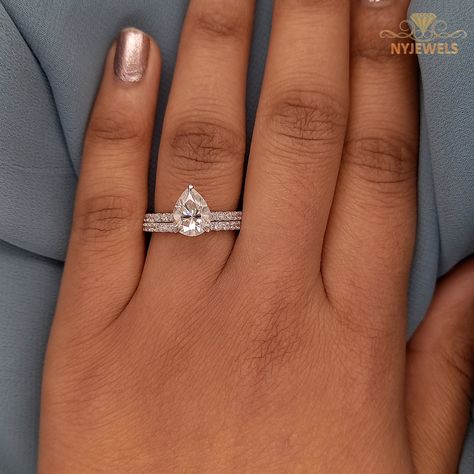 2.00 CT Pear Shaped Wedding Ring Set, Teardrop Bridal Rings, Pear Cut Engagement Ring, Half Eternity Wedding Band, Anniversary Rings#Engagement Ring#Moissanite Ring#Wedding Ring#Gift For Her#Anniversary Ring#Ring For Her#Handmade Ring#Bridal Set Ring#Bridal Ring#Valentine Gift Ring#Custom Ring#Diamond Ring#Promise Ring#Proposal Ring Pear Shaped Wedding Rings, Diamond Bridal Ring Sets, Pear Cut Engagement Rings, Half Eternity Wedding Band, Pear Cut Diamond, White Gold Wedding Rings, Bridal Ring Sets, Half Eternity Band, Diamond Engagement Ring Set