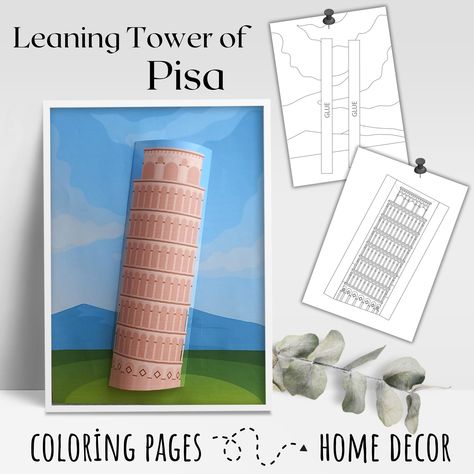 Italy Home Decor, Happy Learning, Printable Painting, Italy Home, Tower Of Pisa, Painting Activities, Fun Arts And Crafts, Coloring Activity, Activity For Kids