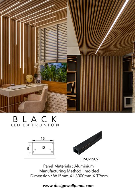 LED EXTRUSION | BLACK Wood Home Decor Ideas, Muji Interior Design, Muji Interior, Architectural Wall Panel, Fireplace Modern Design, Decorate Wall, Wood Wall Panel, Muji Style, Wall Panel Molding