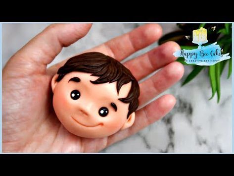 Fondant People Tutorial, Fondant Face Tutorial, Fondant Hair, Fondant Face, Pear Pudding, Simple Cake Topper, Easy Fondant, Fondant People, Face Tutorial