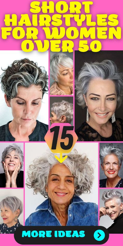 Youthful Vibes: Short Layered Hairstyles for Women Over 50: Embrace youthful vibes with short layered hairstyles designed for women over 50. Layers add volume and movement to your hair, creating a fresh and dynamic appearance. Explore different lengths and layering techniques to achieve your desired look. Short Styles For Curly Hair Over 50, Short Hair For Over 50 Women, Textured Crop Haircut, Short Trendy Hair, Hair With Glasses, Boho Short Hair, Short Curly Cuts, Short Stacked Hair, Short Hairstyle Ideas