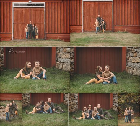 Outdoor Fall Family Photo Ideas, Barn Family Pictures, Barn Family Photos, Farm Picture Ideas, Family Farm Photos, Farm Family Photos, Farm Family Pictures, Fall Photoshoot Family, Extended Family Photos