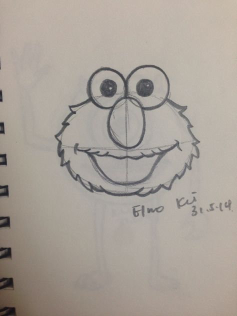 Illustration - Elmo Elmo Drawing Easy, Elmo Sketch, Elmo Painting, Elmo Drawing, Easy Hand Drawings, Hand Drawings, Easy Doodles, Drawings Ideas, Doodles Drawings