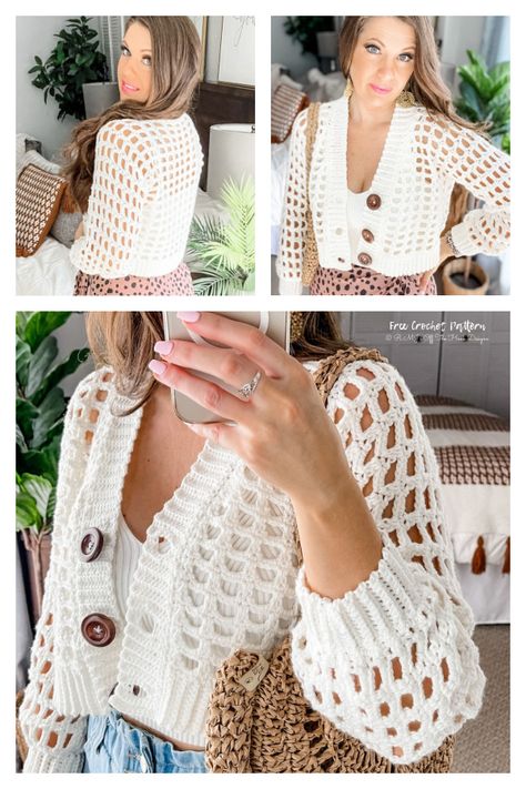 Crochet Crop Top Cardigan Pattern Free, Crochet Crop Top Cardigan, Crochet Vest Patterns Free For Women, Modern Crochet Cardigan, Short Crochet Cardigan, Crochet Bell Sleeve Cardigan Pattern Free, Loose Crochet Cardigan, Crochet Crop Sweater Pattern Free, Crochet Cropped Sweater Pattern Free