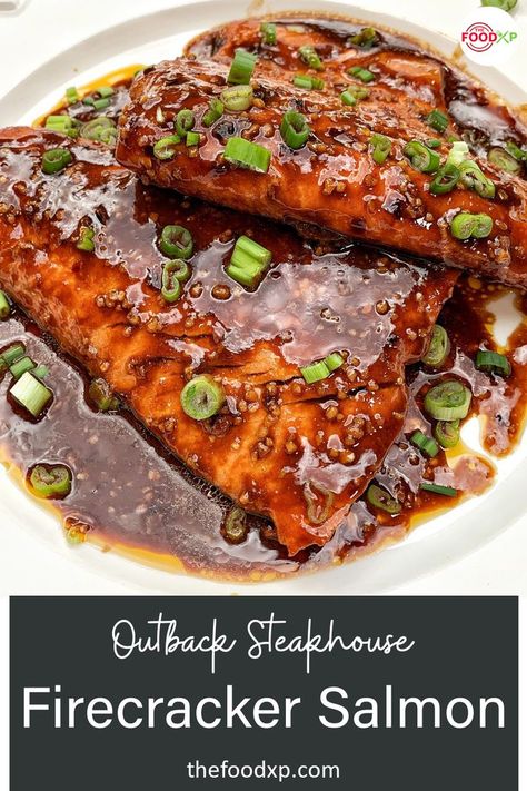 Copycat Outback Salmon Recipe, Steak And Salmon Recipes, Outback Steakhouse Copycat Recipes, Salmon Rockefeller Recipe, Outback Copycat Recipes, Outback Salmon Recipe, Salmon Steaks Recipes, Fire Cracker Salmon, Steakhouse Salmon