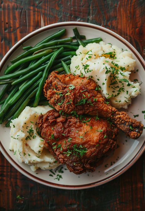 Learn how to make easy fried chicken and mashed potatoes. Crispy, creamy, and delicious! Fried Chicken Mashed Potatoes, Chicken And Mashed Potatoes, Easy Fried Chicken, Trendy Recipes, Potatoes Crispy, Making Fried Chicken, Mashed Potatoes Recipe, Buttermilk Chicken, Perfect Chicken