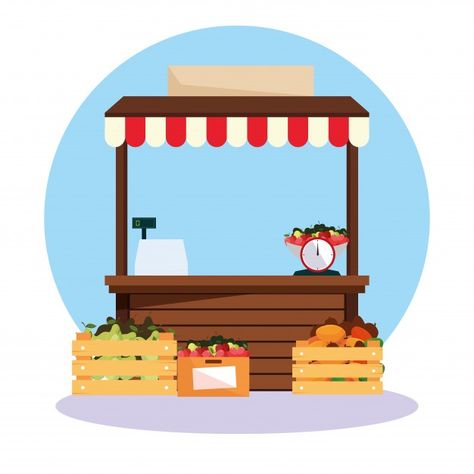 Puesto de fachada del quiosco de la tien... | Premium Vector #Freepik #vector #comida #negocios #tienda #frutas Premium Vector, Mango