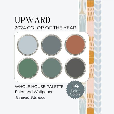 Sherwin Williams Paint Color Of The Year 2024, Green And Blue Interior Design Color Schemes, 2024 Whole House Color Scheme, Sherwin Williams 2024 Color Of The Year, Dining Room Wall Colors Colour Palettes, Whole House Color Scheme, Interior Paint Schemes, 3 Wallpaper, Terracotta Color