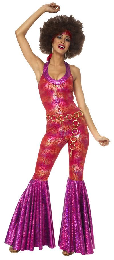 1970s Funky Disco Foxy Lady Halloween Costume 70s Jumpsuit Adult Woman 70s Disco Costume, Moda Disco, Look Disco, 70s Mode, 70s Jumpsuit, Disco Jumpsuit, Kostuum Halloween, Disco 70s, 70s Costume