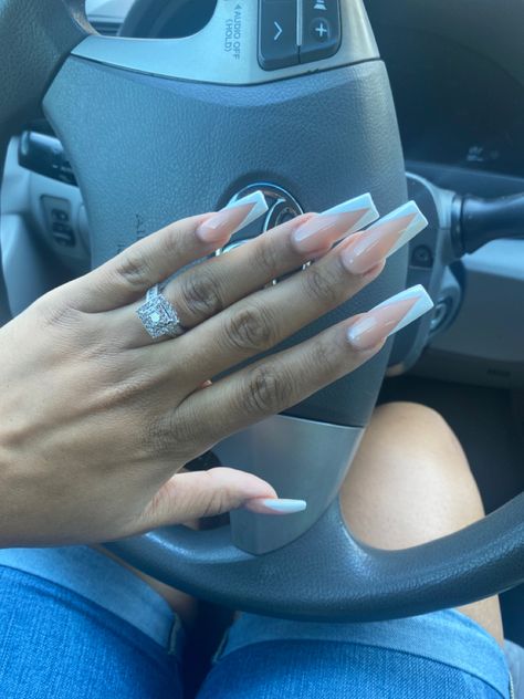 V cut french manicure Coffin Nails Ombre, Solar Nails, Nails Ombre, V Cut, French Manicure, V Cuts, Ombre Nails, French Nails, Coffin Nails