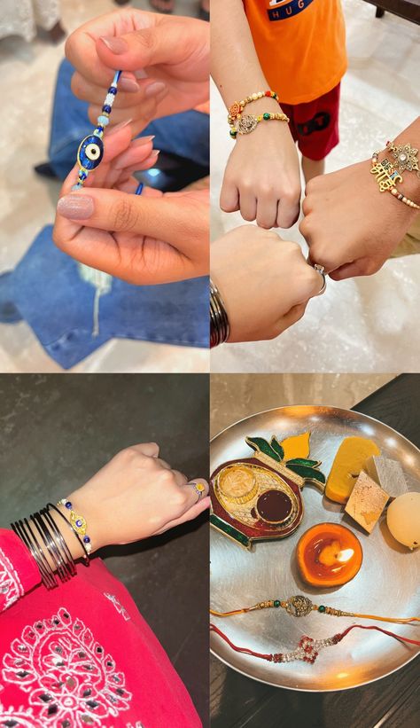 Rakhi Photo Ideas, Rakhi Pics, Rakhi Aesthetic, Raksha Bandhan Photography, Stickers Quotes, Sisters Photoshoot Poses, Creative Stickers, Ankle Bracelets Diy, Happy Raksha Bandhan