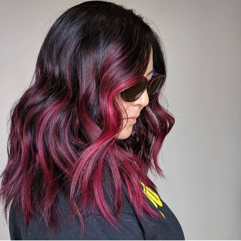 Hot Pink Balayage, Magenta Balayage, Darker Hair, Hair Change, Red Ombre Hair, Magenta Hair, Pink Hair Dye, 2023 Hair, Vibrant Hair