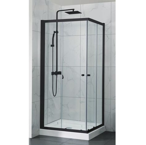 Black Corner Shower, Sliding Shower Screens, Shower Recess, Shower Cabin, Corner Shower, Shower Screen, Home Reno, Shower Doors, Kitchen Bathroom