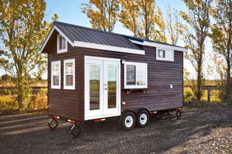 Modern 20 Ft. Napa Edition Tiny House on Wheels Door Stairs, Full Fridge, Tiny House Company, Tiny House Swoon, Modern Small House Design, Best Tiny House, Tiny House Listings, Luxury Restaurant, Model House Plan