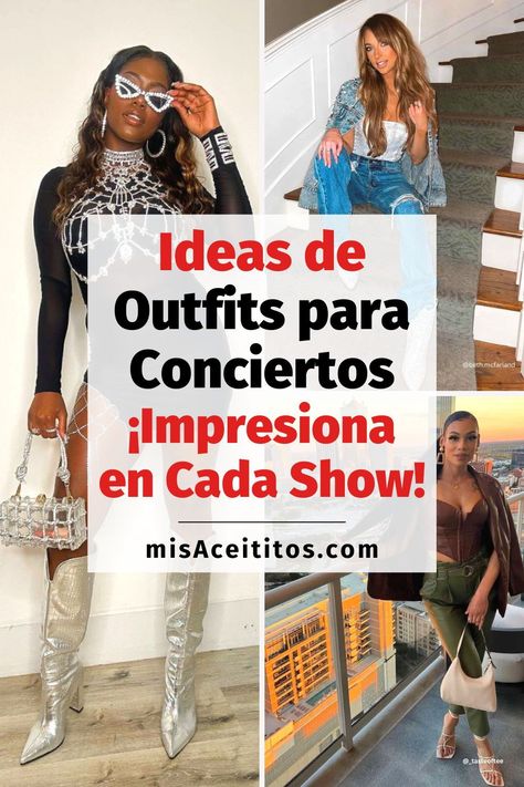 Descubre las mejores ideas de outfits para conciertos para cada tipo de show. Ya sea que vayas a un concierto de rock, pop, jazz o reggae, te tenemos cubierta con los looks más elegantes y a la moda. Concerts Outfits, Ideas De Outfits, Concert Outfit, Festival, Concert