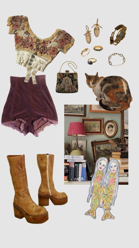 Vintage Maximalism Fashion, Vintage Eclectic Outfits, Boho Maximalism Outfits, Maximalism Outfit, Marceline Fashion, Outfit Aesthetic Vintage, Maximalism Fashion, Grandpa Fashion, Eclectic Outfits