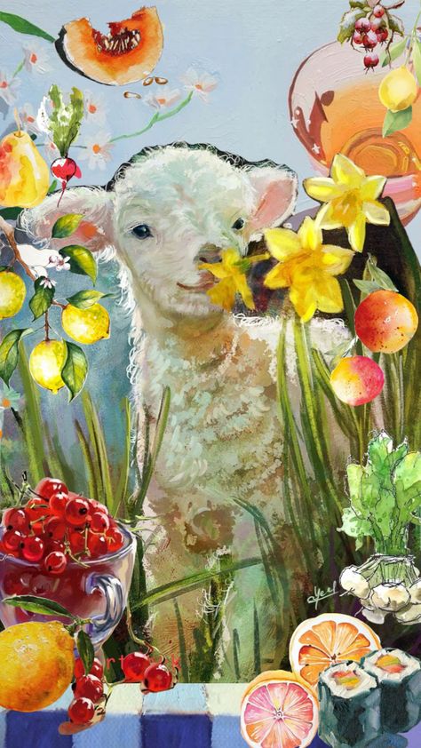 Smiling Lamb, Farm Animal Paintings, Animal Paintings Acrylic, Easter Paintings, Sheep Paintings, Sheep Art, Baby Goat, Tapeta Galaxie, Farm Art