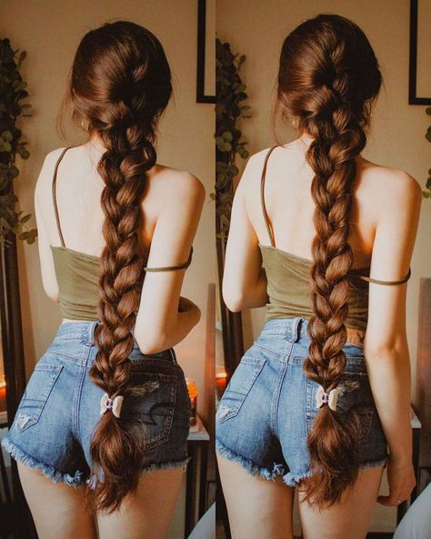 𝑅𝒶𝓅𝓊𝓃𝓏𝑒𝓁👸🏻 (@rapunzelcastel) • Instagram photos and videos Long Hair In Braids, Rapunzel Braid Aesthetic, Rapunzel Like Hair, Long Rapunzel Hair, Hair Care Long Hair, Merida Hairstyle, Rapunzel Hair Aesthetic, Rapunzel Braid Tutorial, Extremely Long Hair Hairstyles