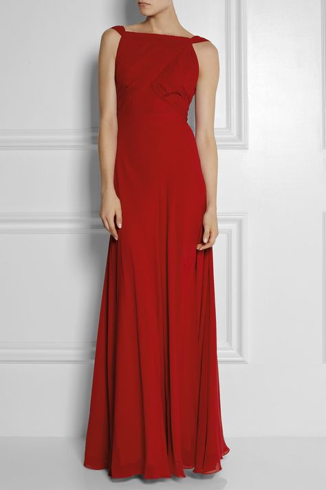 Saint laurent Hand-Pleated Silk-Georgette Gown in Red | Lyst Sleek Updo, Maxi Dresses For Women, Royal Clothing, Mode Vintage, Online Sale, Event Dresses, Beautiful Gowns, Formal Gowns, Fancy Dresses