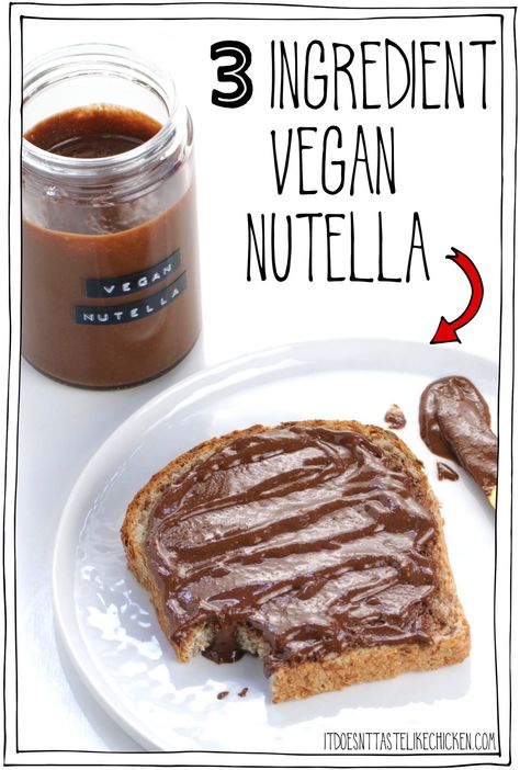 3 Ingredient Vegan Nutella Homemade Nutella Recipes, Nutella Recipe, Vegan Chocolate Recipes, Best Vegan Desserts, Vegan Nutella, Breakfast Recipes Sweet, Homemade Nutella, Vegan Dark Chocolate, Like Chicken