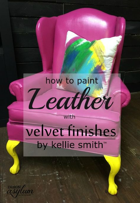 Old dingy leather furniture taking up space? Don't toss it, paint it with Velvet Finishes! Painting leather will make you love your furniture again! Painting Leather Furniture Diy, Painting Leather Chair, How To Paint Vinyl Furniture, How To Paint Leather Furniture, Painted Leather Couch, Painting Leather Furniture, Painted Leather Chair, Paint Leather Couch, Couch Painting