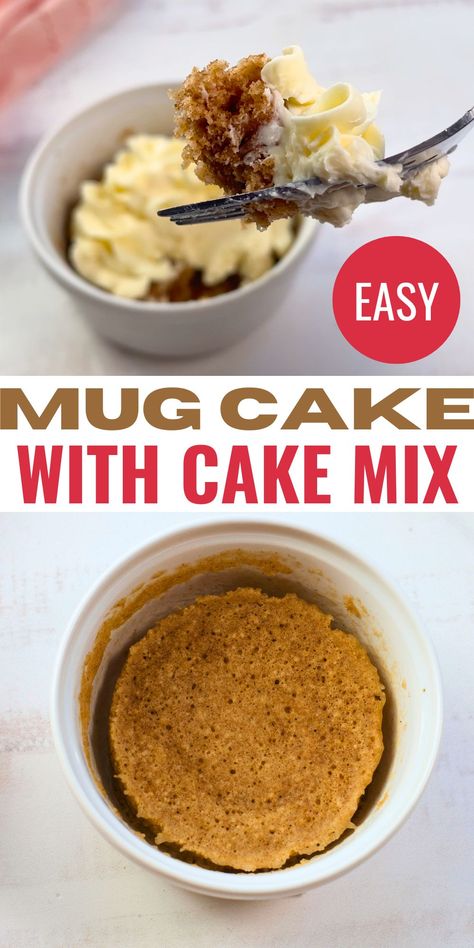 Cake Mix Mug Cake Chocolate Cake Mix Desserts Boxes Easy Recipes, Cake In A Mug With Cake Mix Boxes, Mug Cake From Box Cake, Mug Cake With Cake Mix Boxes, Mug Cake Cake Mix, Cake Mix Mug Cake, Cake In Mug, Easy Microwave Mug Cake, Chocolate Cake Mix Desserts