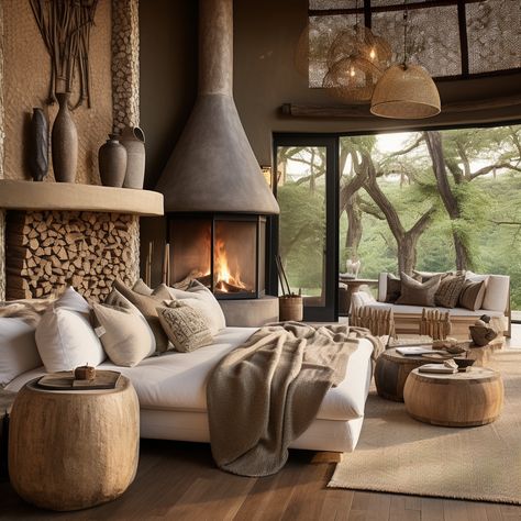 Luxury Safari Lodge Interior, Safari Lodge Bedroom, Ndebele Houses, Safari Lodge Decor, Safari Lodge Interior, Lodge Interior Design, Arabic Interior Design, Lodge Bedroom, Lodge Bedding