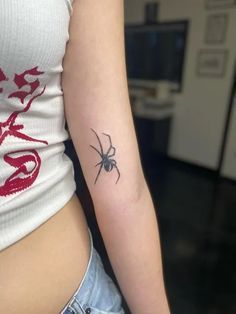 Spider Arm Tattoo Women, Spider Tattoo Arm Women, Spider Tattoo On Elbow, Spider Tattoo Patchwork, Spider Crawling Tattoo, Spider Tattoo On Forearm, Spider Tattoo Wrist, Forearm Spider Tattoo, Detailed Spider Tattoo