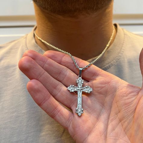 Large Cross Necklace, Cross Necklace Men, Etsy Jewellery, Mens Cross Necklace, Silver Cross Necklace, Mens Necklace, Necklace Men, Cross Chain, Necklace Clasps