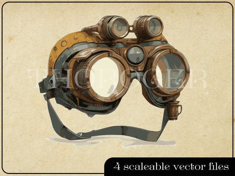 Steampunk Goggles SVG Bundle - Victorian Fantasy Clipart, Watercolor Steampunk, Digital Ephemera, Scrapbook Supplies, Commercial Use https://etsy.me/3VLL7TC #kidscrafts #comicsmanga #steampunksvg #steampunkclipart #victoriansvg #fantasysvg #fantasyclipart #steampunksti How To Draw Goggles, Steampunk Goggles Drawing, Fantasy Goggles, Candlekeep Mysteries, Steampunk Inventions, Goggles Drawing, Steampunk Googles, Steampunk Props, Steampunk Drawing