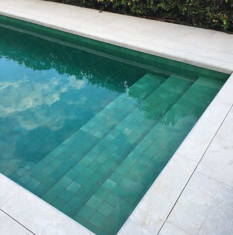 Wyer & Co. Landscaping on Instagram: “Beautiful green Casa Moroccan handmade tiles from Onsite Supply & Design used at our #vaucluse project #moroccantiles #pool…” Green Tile Swimming Pool, Emerald Green Pool Tiles, Green Swimming Pool Tiles, Dark Green Pool Tiles, Green Tile Pool, Dark Green Pool, Green Pool Tiles, Green Swimming Pool, Pool Aesthetics