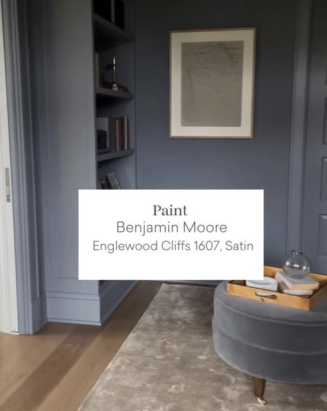 Bm Slate Blue, Blue Walls With White Trim, Basement Colors Ideas, Paint Color Inspiration, Interior Paint Colors, Big Boy Room, Paint Colors For Home, Office Inspiration, Benjamin Moore