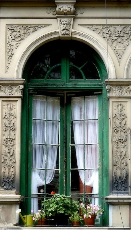 Arched double doors, Paris, France French Door Windows, Doors Indoor, Green Windows, French Windows, Beautiful Windows, France Photos, Old Doors, Bedroom Doors, French Door