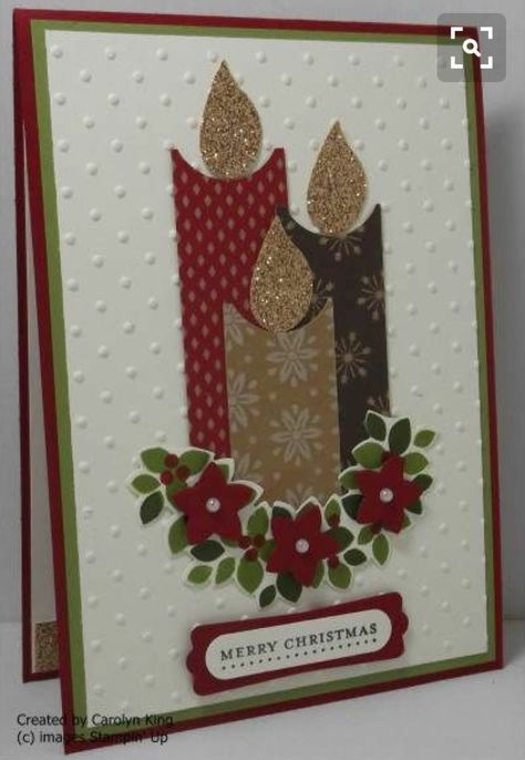 Wondrous Wreath, Candle Cards, Homemade Christmas Cards, Stampin Up Christmas Cards, Christmas Card Crafts, Diy Christmas Cards, Christmas Cards To Make, Winter Cards, Christmas Cards Handmade