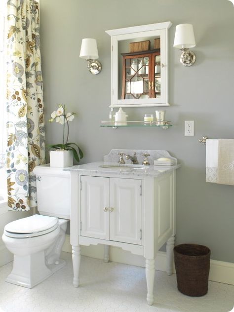 pure loveliness Farrow And Ball Bathroom, Farrow And Ball Lamp Room Grey, Lamp Room Grey, Color Bathroom Design, Grey And White Bathroom, Lamp Room, Gray Shower Curtains, Bedroom Wall Paint, Farrow And Ball