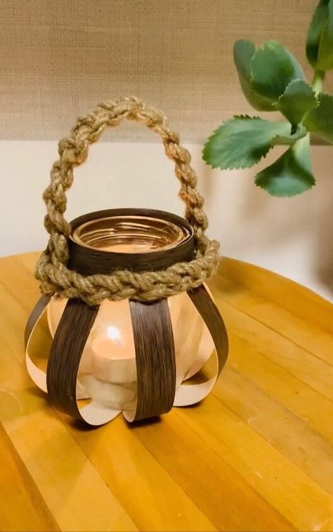 Hi, Friends! Today I am excited to share with you how to make your very own Bentwood Lantern! I love bentwood pendants and bamboo veneer crafts so much so How To Make Candle Holders, Veneer Crafts, Veneer Projects, Lantern Crafts, Table Lanterns, Edge Banding, Nice Ideas, Rooms Ideas, Craft Area