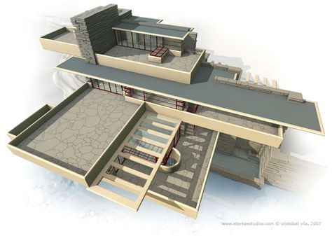 House Site Plan, Flw Architecture, Fallingwater House, Falling Water Frank Lloyd Wright, Kaufmann House, Falling Water House, Waterfall House, Small Modern House Plans, Frank Lloyd Wright Architecture