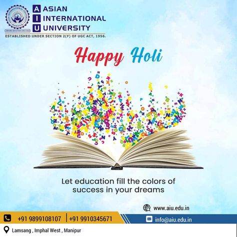 May every one of the 365 days of the year be essentially as bright as the celebration of Holi. Asian International University wishes you and your family an extremely blissful holi! #asianinternationaluniversity #aiu #holi2022 #holifestival #holicelebration Holi Wish, Leadership Strengths, Aviation Engineering, Holi Poster, Vocational Skills, Entry System, Holi Wishes, Global Citizenship, Smart School