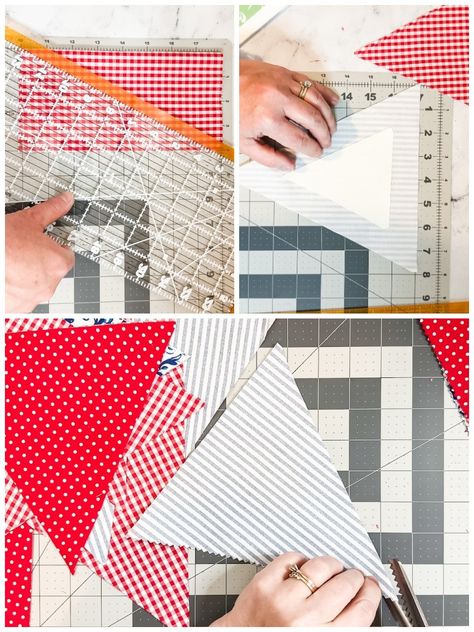 Learn how to make your own no-sew pennant banner. This bunting can be easily adapted for a variety of celebrations and decor. Diy Pennant Flags, Pennants Diy, No Sew Bunting, Diy Pennant, Diy Pennant Banner, Boho Bunting, Diy Bunting, Bunting Ideas, Bunting Pattern