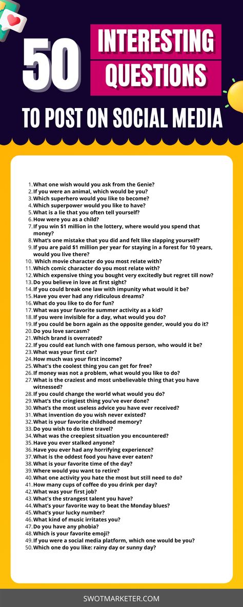 Increasing social media engagement is by far the biggest challenge that most businesses and social media marketers face. If you too are facing this challenge then the best way to increase engagement on social media platforms is to ask them questions. #socialmediamarketing #socialmediaposts #instagrammarketing #business #digitalmarketing Radio Show Content Ideas, Questions To Ask On Social Media, Social Media Questions For Engagement, Questions For Social Media Engagement, Engagement Questions Social Media, Social Media Engagement Games, Engaging Questions For Social Media, Social Media Games Interactive, Engaging Posts Social Media Questions