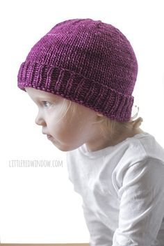 Basic Folded Brim Baby Hat Knitting Pattern, perfect for newborns, babies & toddlers! | littleredwindow.com Toddler Hat Pattern, Child Hat Knitting Pattern, Clay Handprint, Beanie Pattern Free, Easy Knit Hat, Animal Knitting, Beanie Knitting Patterns Free, Reindeer Hat, Handprint Ornaments