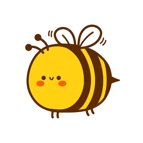 Funny Bee Drawing, Kawaii Bumble Bee, Cartoon Bees Cute, Bee Illustration Cute, Bee Drawing Simple Cute, Smile Graphic Design, Cute Honey Bee Drawing, Bee Cute Drawing, Cute Characters Cartoon