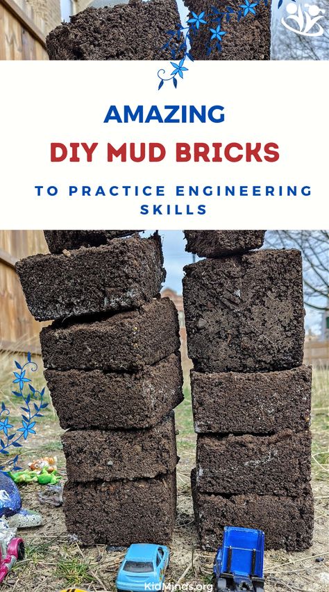 DIY mud bricks are a fun way to get kids outside and playing while practicing engineering skills, problem-solving, and creative thinking. #STEM #kidsactivities #handsonlearning #kidminds #laughingkidslearn #outdoorplay Preschool Museum Activities, Mud Painting For Kids, Sensory Outdoor Activities, Mud Preschool Activities, Mud Day Activities Preschool, Prek Outdoor Activities, Mud Day Activities, Mud Play Ideas, Engineering For Kids