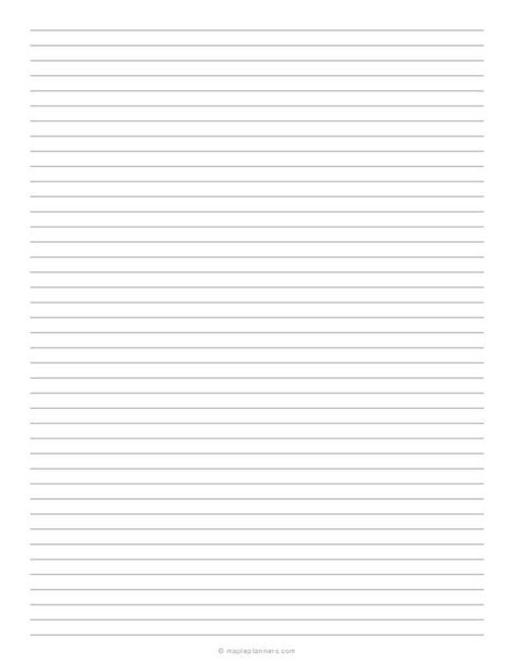 Free printable narrow ruled lined paper template in portrait (vertical) orientation on letter size paper. The paper has 6.4 mm (1/4 inch) spacing between horizontal lines with no vertical margin. The horizontal lines color is gray and the line weight is 0.2 mm. Notebook Paper Printable, Lined Paper Template, Notebook Paper Template, Paper Template Free, Printable Graph Paper, Printable Lined Paper, Handwriting Paper, Free Printable Stationery, Stationary Paper