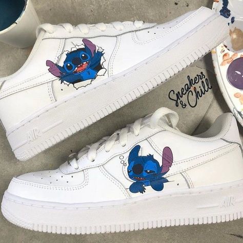 Painted Shoes Diy, Lilo Und Stitch, Holiday Cartoon, Custom Shoes Diy, Nike Shoes Air Force, White Nike Shoes, Basket Style, Jordan Shoes Girls, Custom Nike Shoes