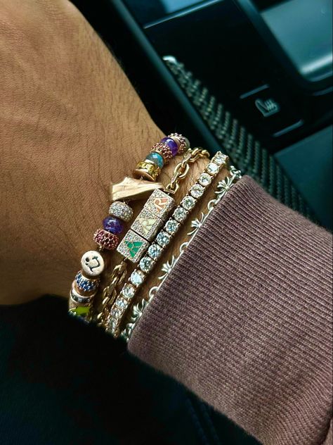 Stacked Jewelry Men, Men Jewelry Aesthetic, Mens Jewelry Aesthetic, Bead Friendship Bracelets, Jdm Racing, Streetwear Jewelry, Dope Jewelry Accessories, Nostalgia Aesthetic, Friendship Bracelets With Beads