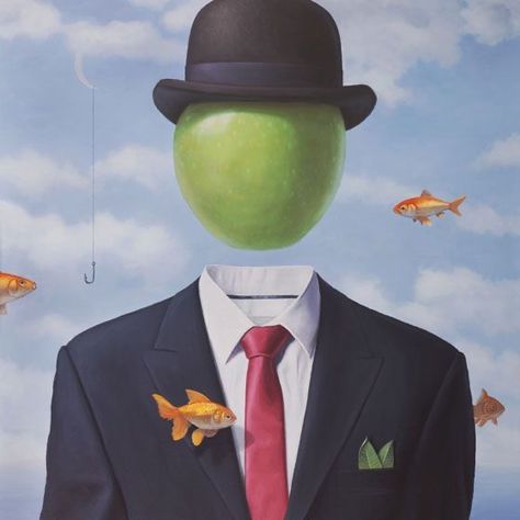 Man's Search For Meaning, San Diego Art, Surealism Art, René Magritte, Art Appliqué, Magic Realism, Realism Painting, Rene Magritte, Bowler Hat