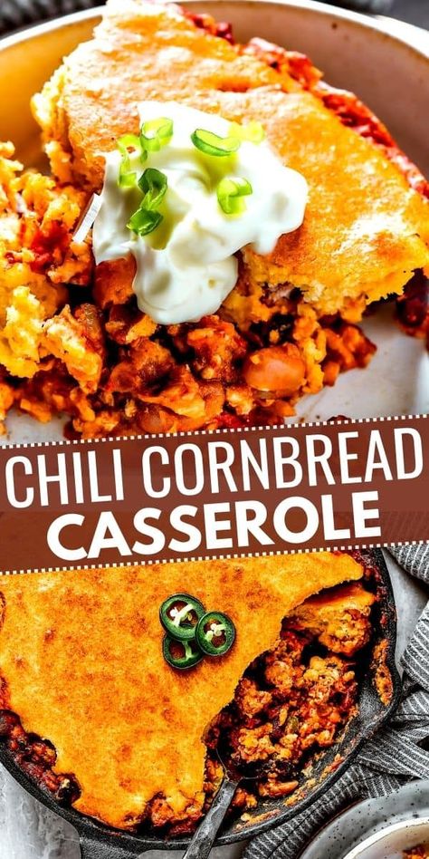 Chili Pie Recipe, Homemade Turkey Chili, Chili Cornbread Casserole, Chili Cornbread, Appetizers Thanksgiving, Weekend Recipes, Chicken Cornbread, Leftover Chili, Chili Beans